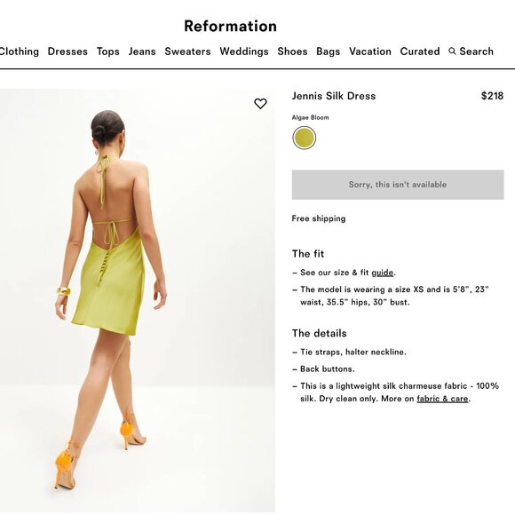 Reformation Jennis Silk Dress – Size M - Picture 3 of 6